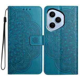 For Honor 400 Pro Global 160.8mm Flower Embossed Leather Phone Case(Blue)