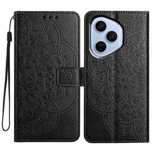 For Honor 400 Pro Global 160.8mm Flower Embossed Leather Phone Case(Black)