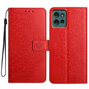 For Motorola Edge 50 5G Flower Embossed Leather Phone Case(Red)