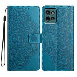 For Motorola Edge 50 5G Flower Embossed Leather Phone Case(Blue)