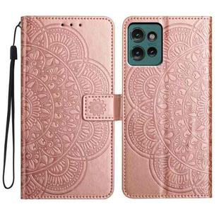 For Motorola Edge 50 5G Flower Embossed Leather Phone Case(Rose Gold)