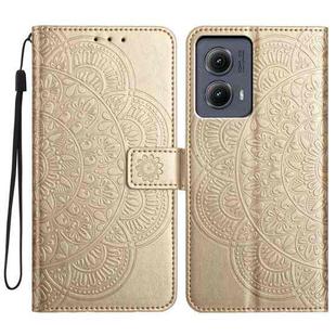 For Motorola Edge 2024 Flower Embossed Leather Phone Case(Gold)