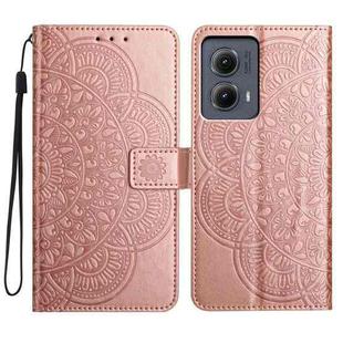 For Motorola Edge 2024 Flower Embossed Leather Phone Case(Rose Gold)