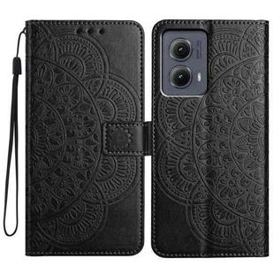 For Motorola Edge 2024 Flower Embossed Leather Phone Case(Black)