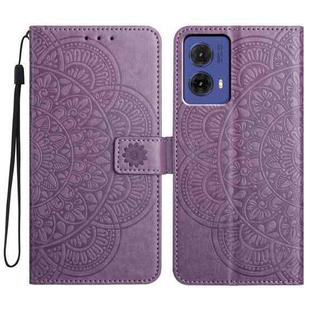 For Motorola Moto G85 Flower Embossed Leather Phone Case(Purple)