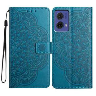 For Motorola Moto G85 Flower Embossed Leather Phone Case(Blue)