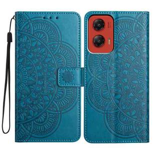 For Motorola Moto G Stylus 5G 2024 Flower Embossed Leather Phone Case(Blue)