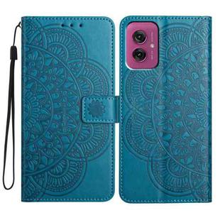 For Motorola Moto G55 Flower Embossed Leather Phone Case(Blue)