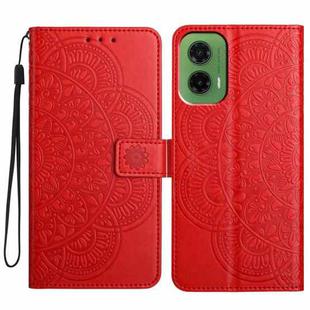 For Motorola Moto G35 Flower Embossed Leather Phone Case(Red)