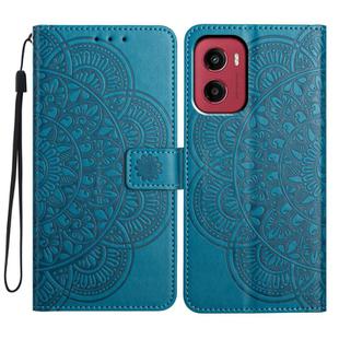 For Motorola Moto G05 Flower Embossed Leather Phone Case(Blue)