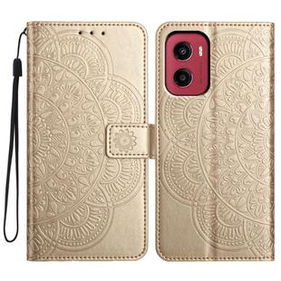 For Motorola Moto G05 Flower Embossed Leather Phone Case(Gold)