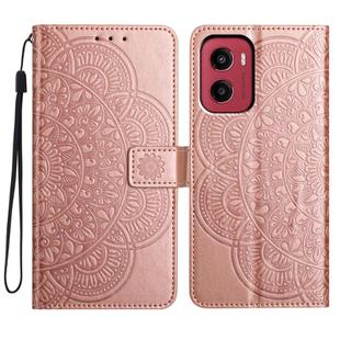 For Motorola Moto G05 Flower Embossed Leather Phone Case(Rose Gold)
