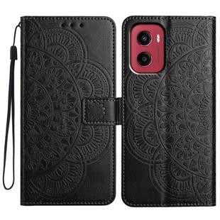 For Motorola Moto G05 Flower Embossed Leather Phone Case(Black)