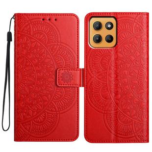 For Motorola Moto G15 Flower Embossed Leather Phone Case(Red)