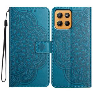 For Motorola Moto G15 Flower Embossed Leather Phone Case(Blue)