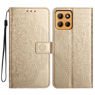 For Motorola Moto G15 Flower Embossed Leather Phone Case(Gold)