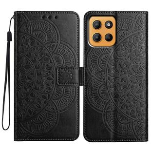 For Motorola Moto G15 Flower Embossed Leather Phone Case(Black)