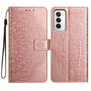 For OPPO Reno12 Global Flower Embossed Leather Phone Case(Rose Gold)