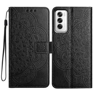 For OPPO Reno12 Global Flower Embossed Leather Phone Case(Black)