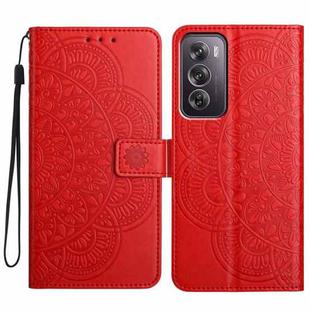 For OPPO Reno12 Pro Global Flower Embossed Leather Phone Case(Red)