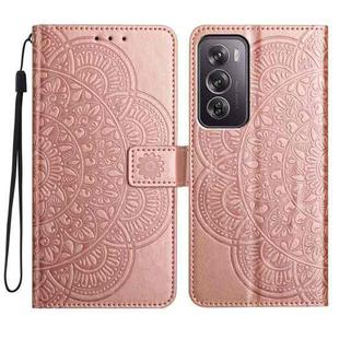 For OPPO Reno12 Pro Global Flower Embossed Leather Phone Case(Rose Gold)