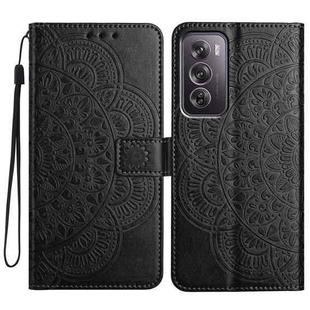 For OPPO Reno12 Pro Global Flower Embossed Leather Phone Case(Black)