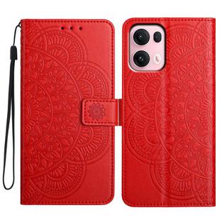 For OPPO Reno13 Pro Global Flower Embossed Leather Phone Case(Red)