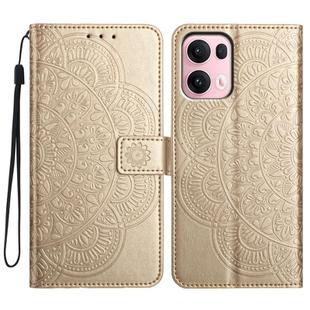 For OPPO Reno13 Pro Global Flower Embossed Leather Phone Case(Gold)