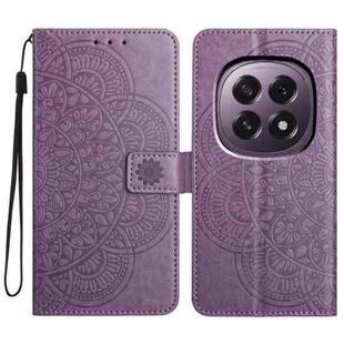 For OPPO A5 5G Global Flower Embossed Leather Phone Case(Purple)