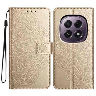 For OPPO A5 5G Global Flower Embossed Leather Phone Case(Gold)