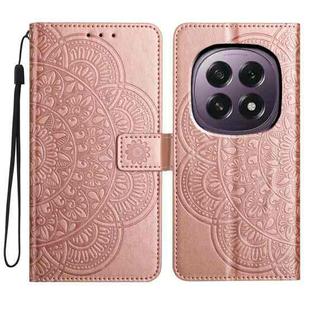 For OPPO A5 5G Global Flower Embossed Leather Phone Case(Rose Gold)