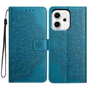 For OPPO Reno14 Pro Global Flower Embossed Leather Phone Case(Blue)