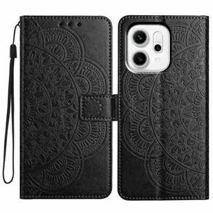 For OPPO Reno14 Pro Global Flower Embossed Leather Phone Case(Black)
