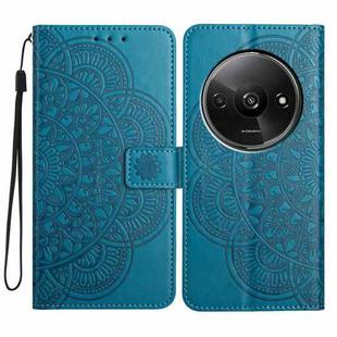 For Xiaomi Redmi A3 Flower Embossed Leather Phone Case(Blue)