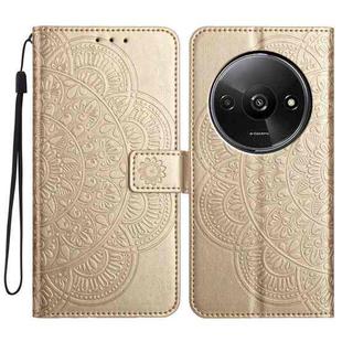 For Redmi A3 Flower Embossed Leather Phone Case(Gold)