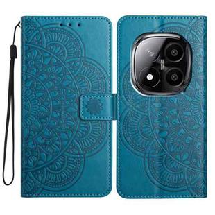 For Redmi Note 14 Pro 5G Flower Embossed Leather Phone Case(Blue)