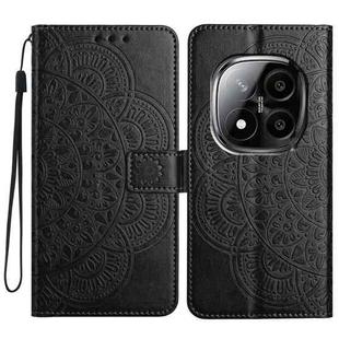 For Redmi Note 14 Pro+ 5G Flower Embossed Leather Phone Case(Black)