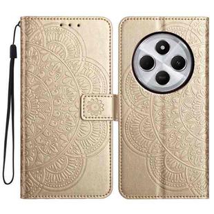 For Redmi A4 5G Flower Embossed Leather Phone Case(Gold)