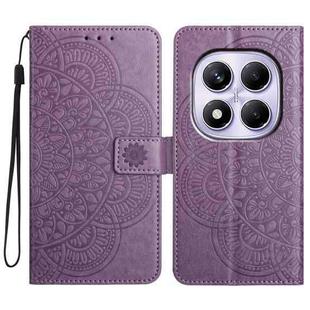 For Redmi Note 14 Pro 4G Flower Embossed Leather Phone Case(Purple)