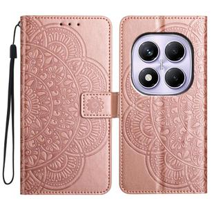 For Redmi Note 14 Pro 4G Flower Embossed Leather Phone Case(Rose Gold)