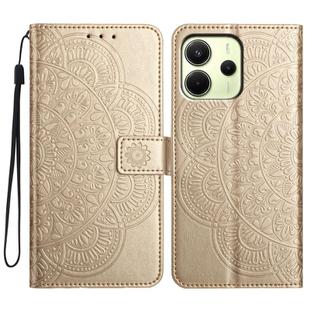 For Redmi Note 14 4G 163.25mm Flower Embossed Leather Phone Case(Gold)