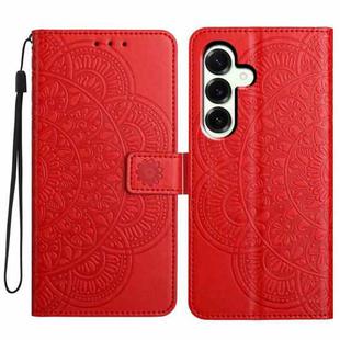 For Samsung Galaxy A17 5G Flower Embossed Leather Phone Case(Red)