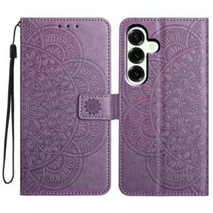 For Samsung Galaxy A17 5G Flower Embossed Leather Phone Case(Purple)