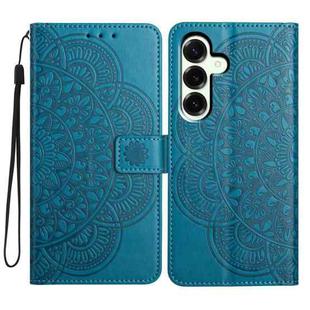 For Samsung Galaxy A17 5G Flower Embossed Leather Phone Case(Blue)