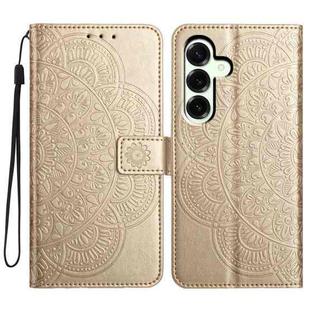 For Samsung Galaxy A17 5G Flower Embossed Leather Phone Case(Gold)