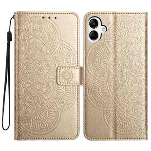 For Samsung Galaxy A07 5G Flower Embossed Leather Phone Case(Gold)