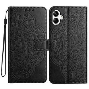 For Samsung Galaxy A07 5G Flower Embossed Leather Phone Case(Black)