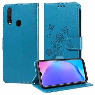 For vivo Y17 / Y15 Embossed Butterfly Flowers Leather Phone Case(Blue)