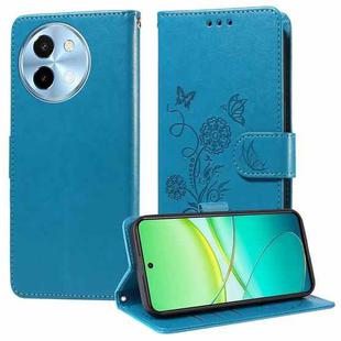 For vivo Y38 5G / T3X 5G Global Embossed Butterfly Flowers Leather Phone Case(Blue)