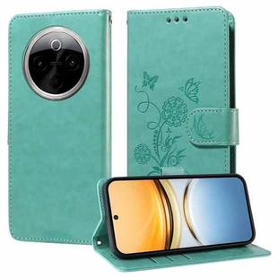 For vivo Y300 Pro Embossed Butterfly Flowers Leather Phone Case(Green)